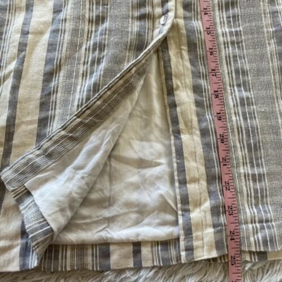 Abercrombie & Fitch Button Down Midi Pencil Skirt Cream Blue Striped linen - Picture 10 of 10